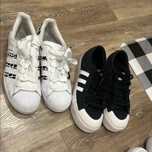 Adidas White and Black Sneakers Set BUNDLE